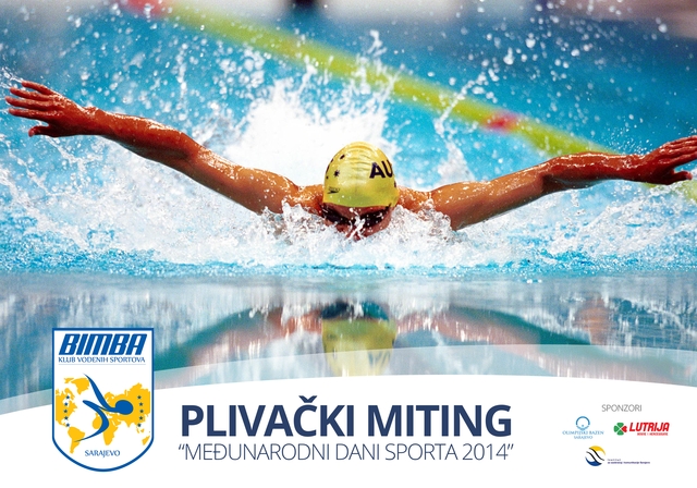Плакат такмичења, са знаком пливачког клуба Бимба из Сарајева и линком на њихову страницу