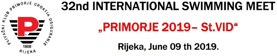 Знак такмичења пливачког клуба "Приморје-Croatia osiguranje" из Ријеке и линк на њихову матичну страницу