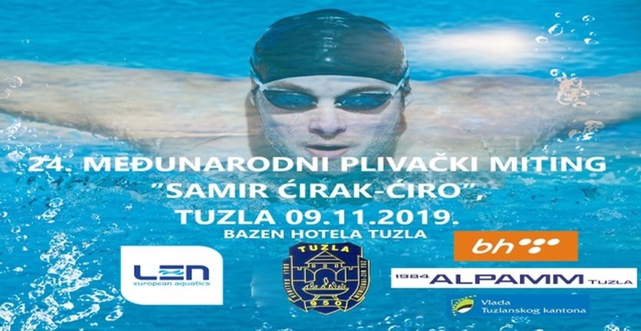 Знак такмичења и пливачког клуба "Zmaj-Alpamm" из Тузле и линк на њихову званичну страницу