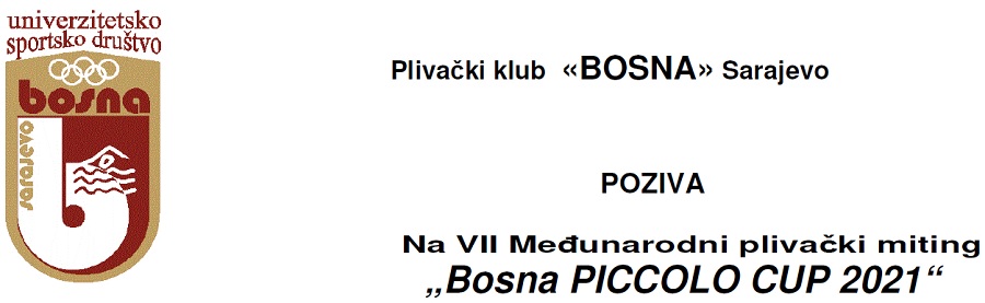 Plivački klub Bosna iz Sarajeva, njihov znak i link na stranicu organizatora takmičenja